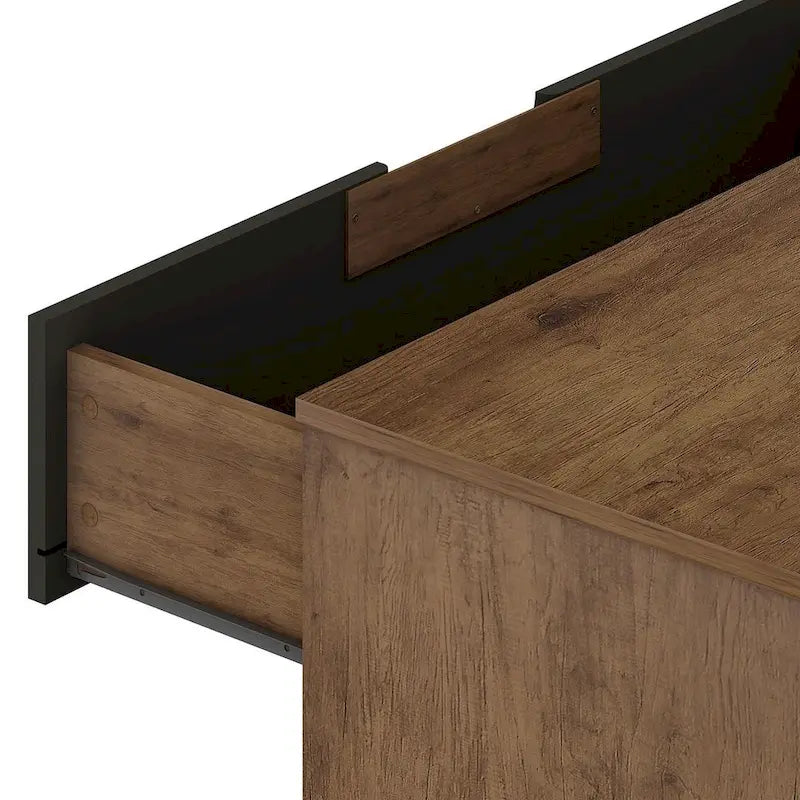 Commode basse double à 6 tiroirs Manhattan Comfort Rockefeller avec pieds en métal