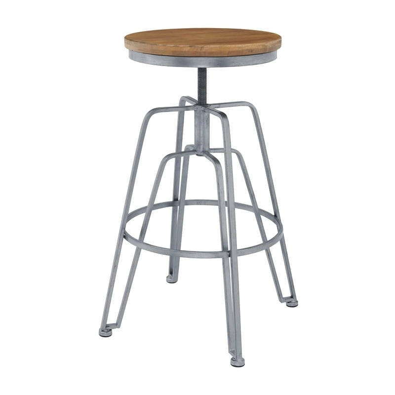 Tabouret réglable Aimes en bois et métal de 63,5 à 73,5 cm