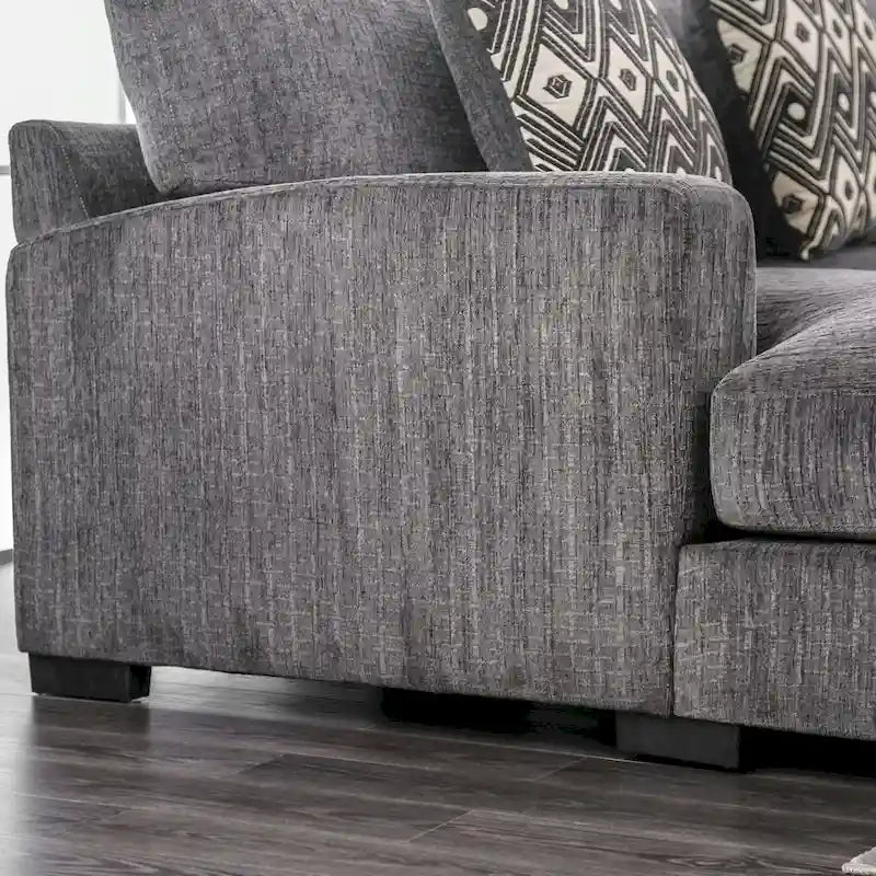 Canapé d'angle contemporain Kintra en chenille rembourrée, par Furniture of America