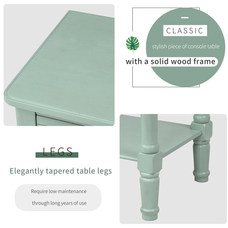 Table étroite, console rustique, table d'appoint fine, trois tiroirs de rangement et étagère inférieure
