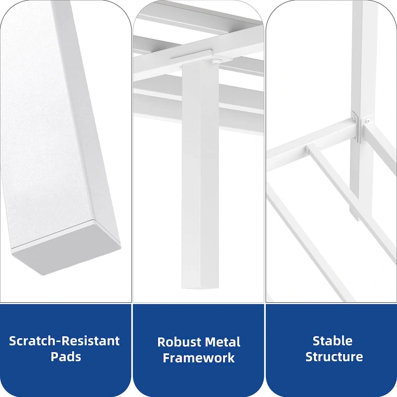 Cadre de lit plateforme à baldaquin en métal blanc King