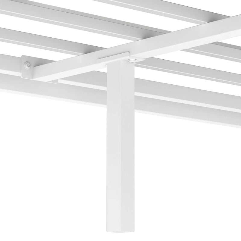 Cadre de lit plateforme à baldaquin en métal blanc King