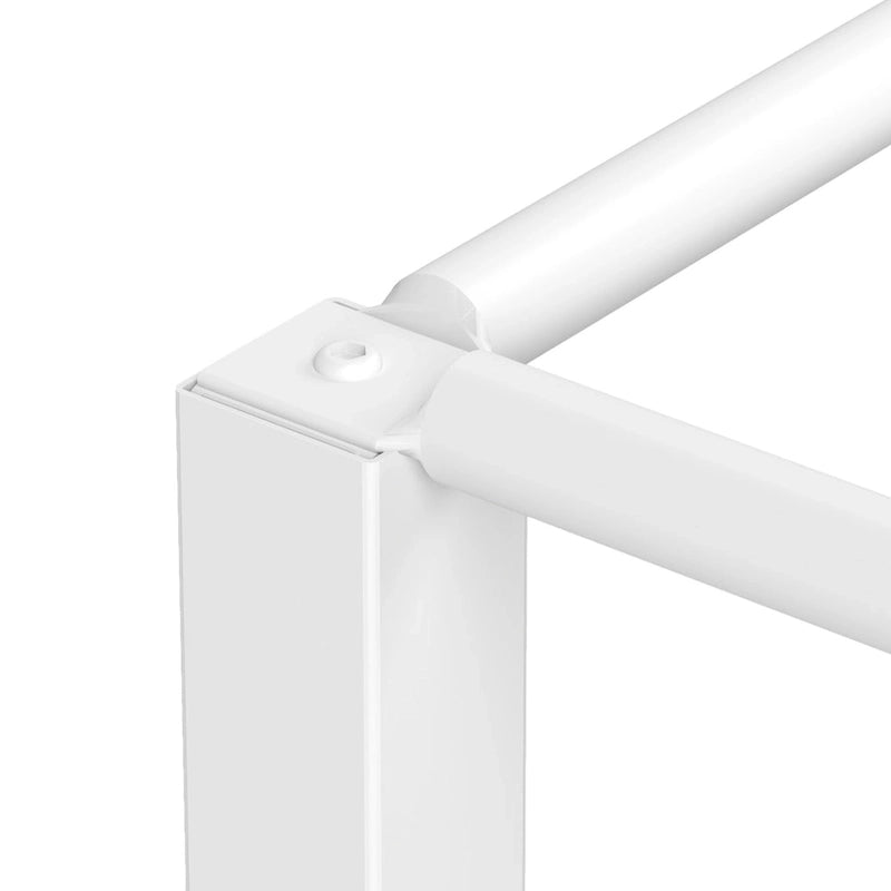 Cadre de lit plateforme à baldaquin en métal blanc King