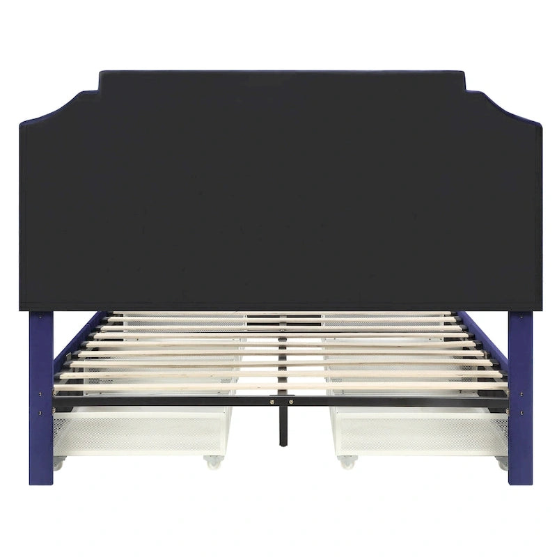 Lit plateforme rembourré Chapla Art Déco à 4 tiroirs avec rangement de la marque Furniture of America