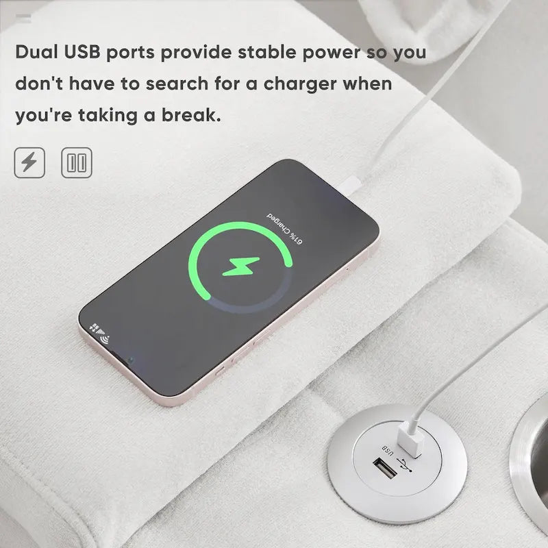 Canapé moderne en forme de U 123*55 avec console et ports USB