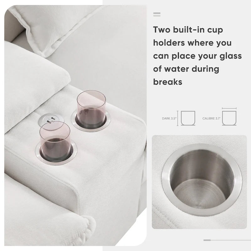 Canapé moderne en forme de U 123*55 avec console et ports USB