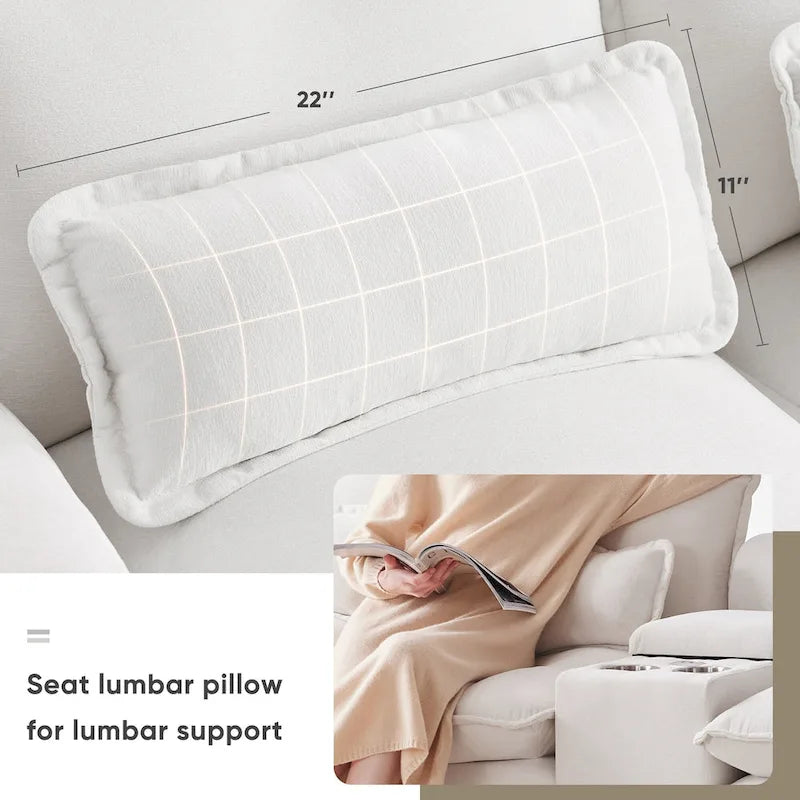 Canapé moderne en forme de U 123*55 avec console et ports USB