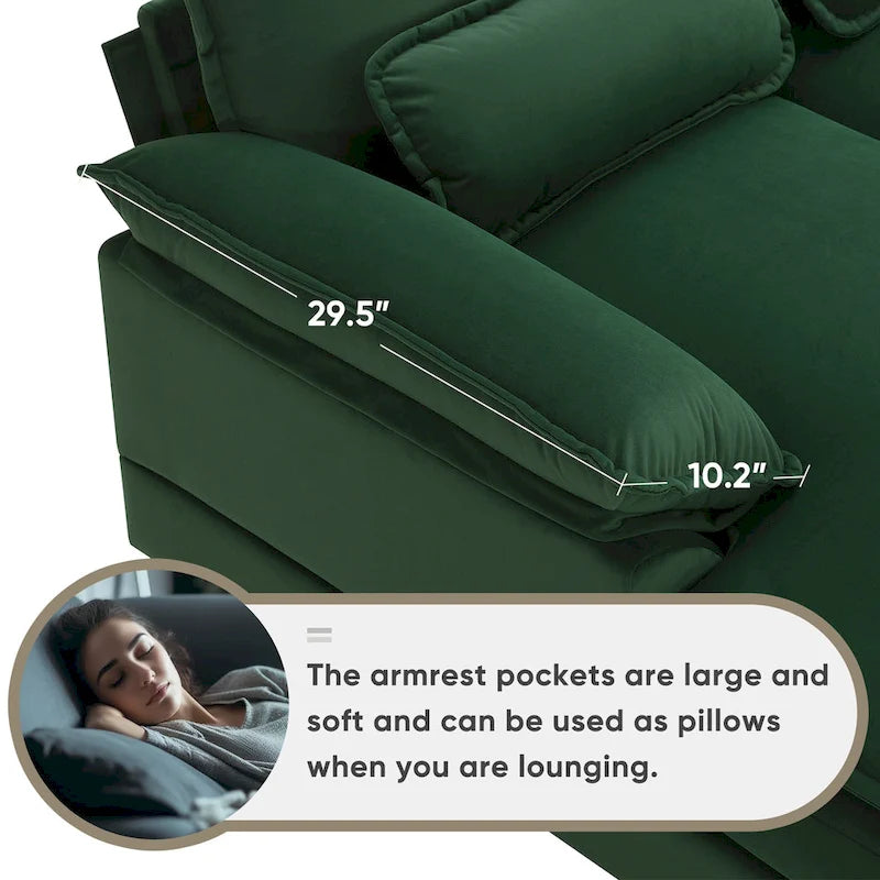 Canapé moderne en forme de U 123*55 avec console et ports USB