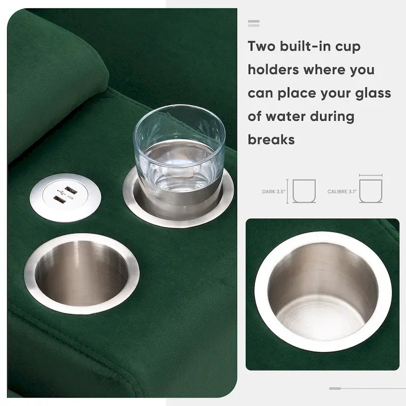 Canapé moderne en forme de U 123*55 avec console et ports USB