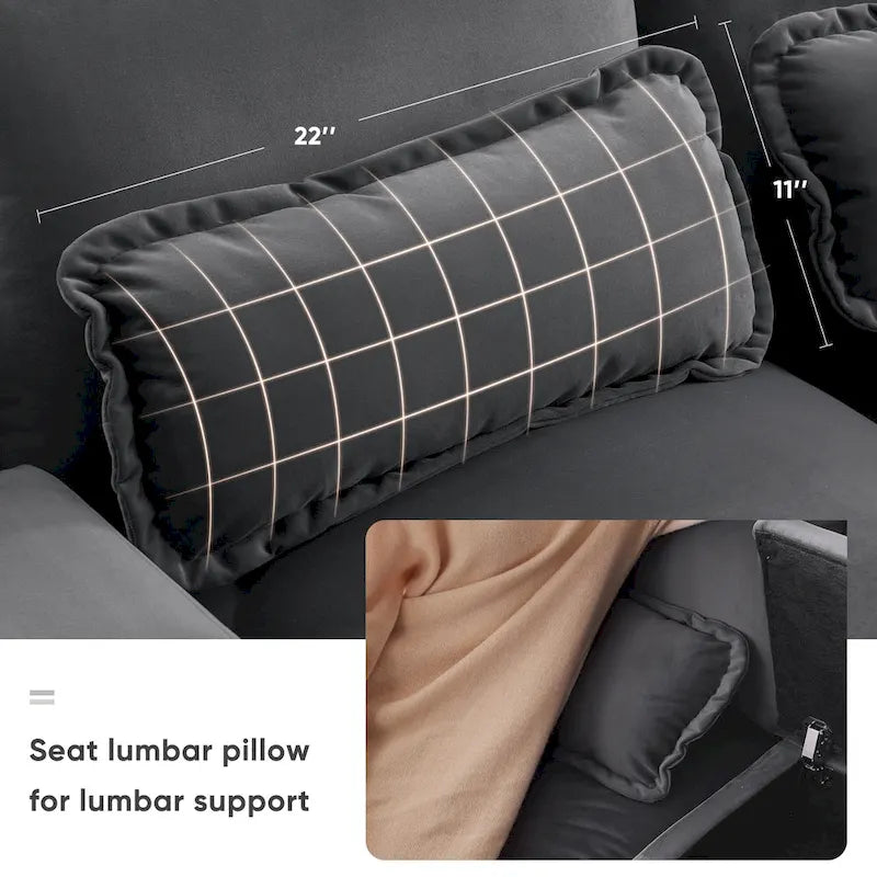 Canapé moderne en forme de U 123*55 avec console et ports USB