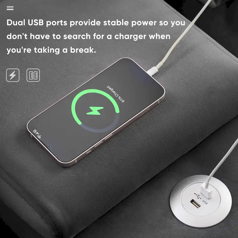 Canapé moderne en forme de U 123*55 avec console et ports USB