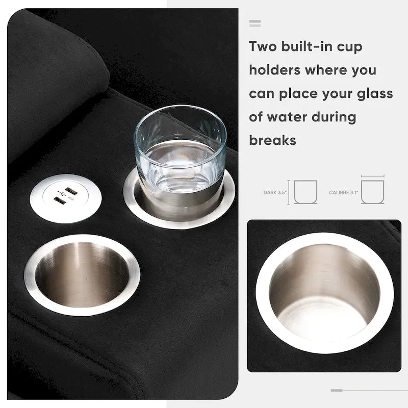 Canapé moderne en forme de U 123*55 avec console et ports USB