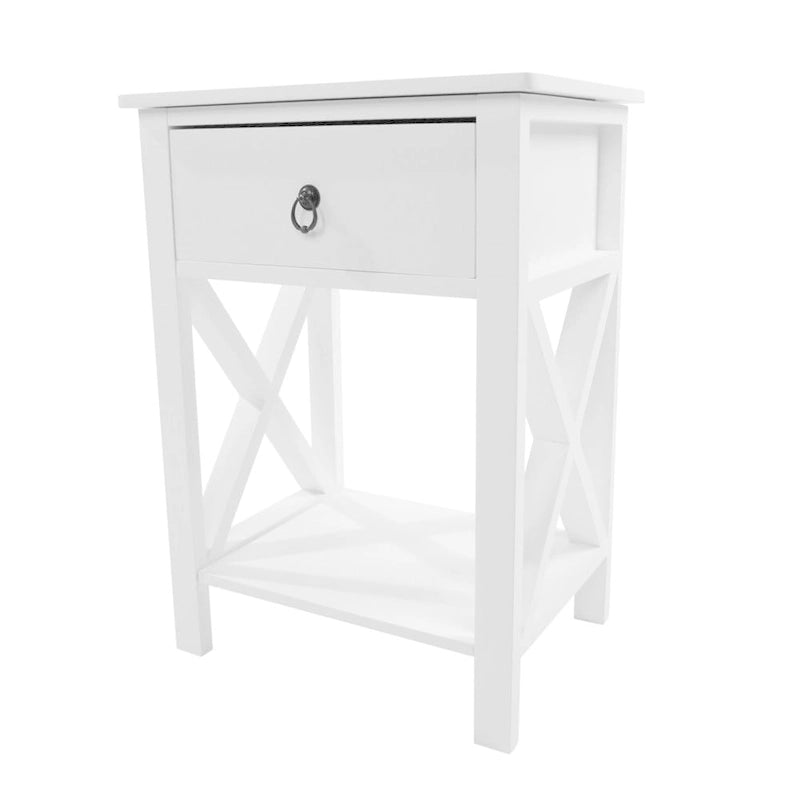 Table de chevet à un tiroir avec piètement en X en bois Copper Grove Vore