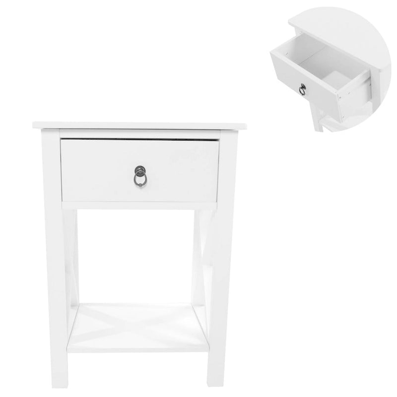 Table de chevet à un tiroir avec piètement en X en bois Copper Grove Vore