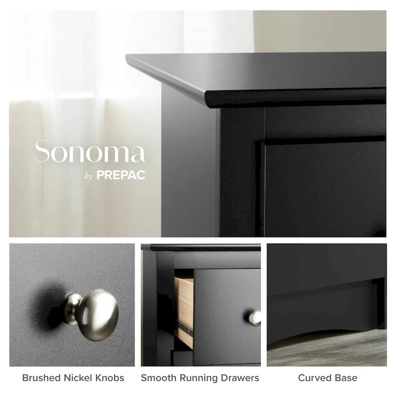 Commode haute Prepac Sonoma à 6 tiroirs pour chambre à coucher, meuble de chambre, rangement et organisateur pour vêtements