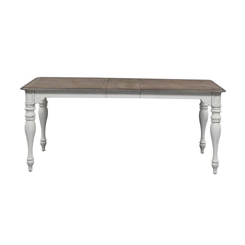 Table Magnolia Manor Antique White à pieds en écorce patinée