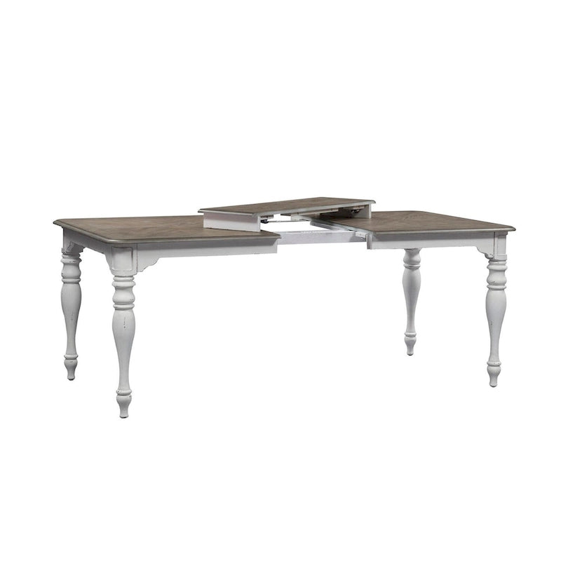 Table Magnolia Manor Antique White à pieds en écorce patinée