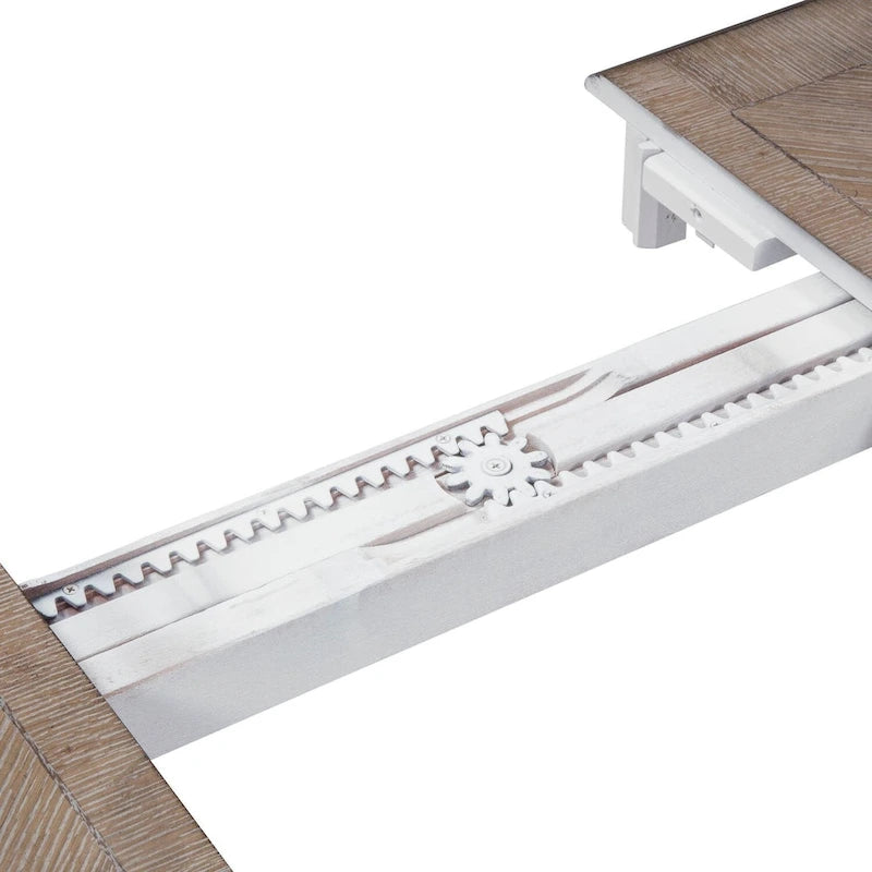 Table Magnolia Manor Antique White à pieds en écorce patinée