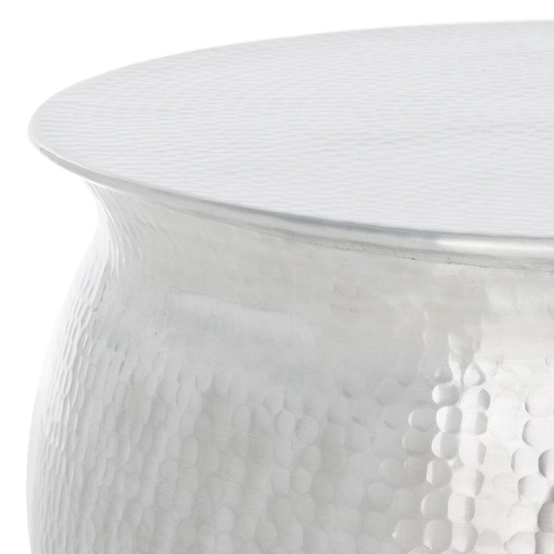 Tabouret de table SAFAVIEH Karel en métal argenté - 61 cm (L) x 61 cm (l) x 43 cm (H)