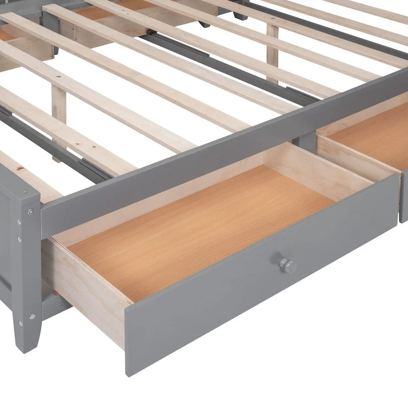 Lit en bois pleine grandeur avec armoire et étagère intégrées