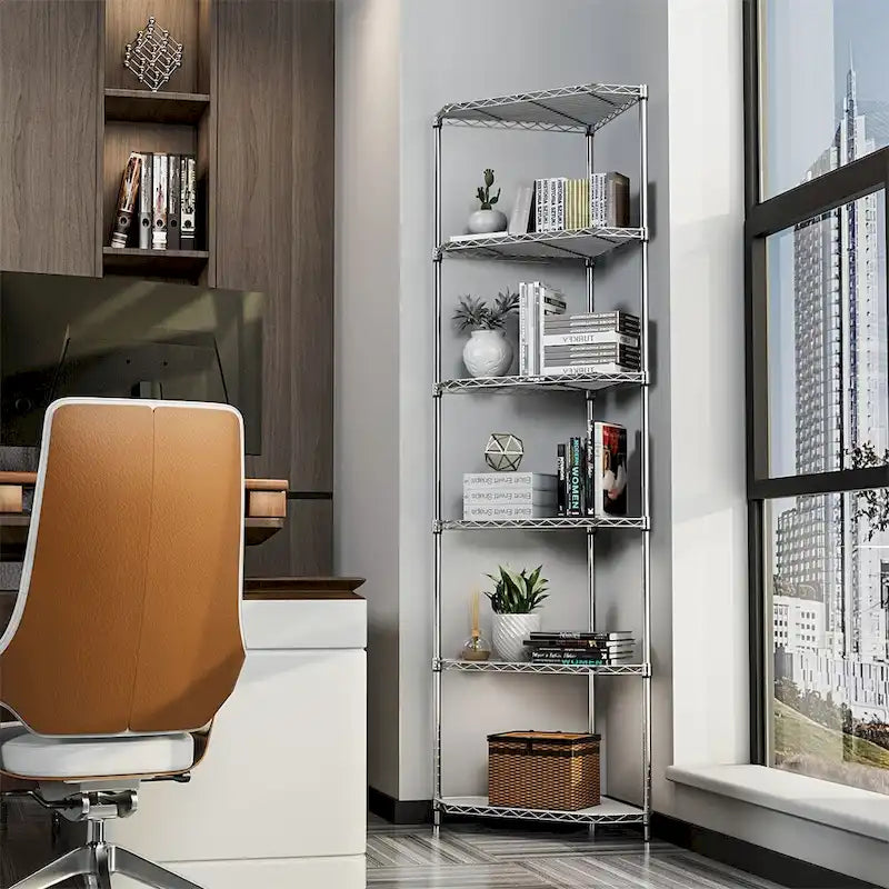 Étagère d'angle autoportante robuste à 6 niveaux