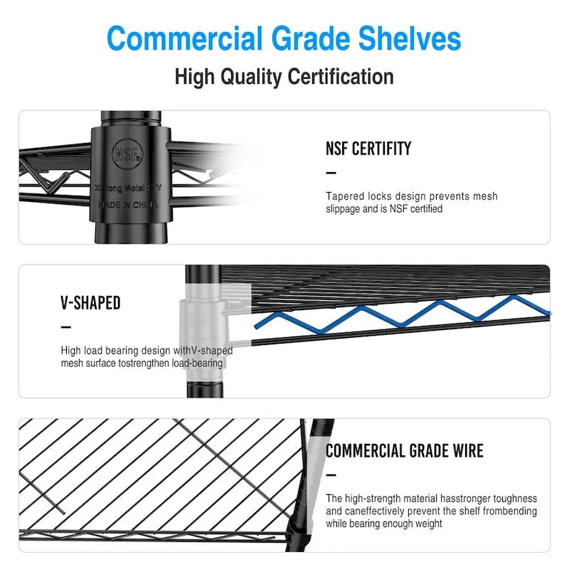 Étagère d'angle autoportante robuste à 6 niveaux
