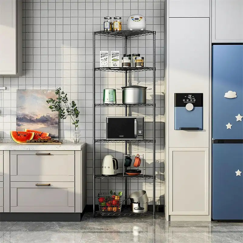 Étagère d'angle autoportante robuste à 6 niveaux