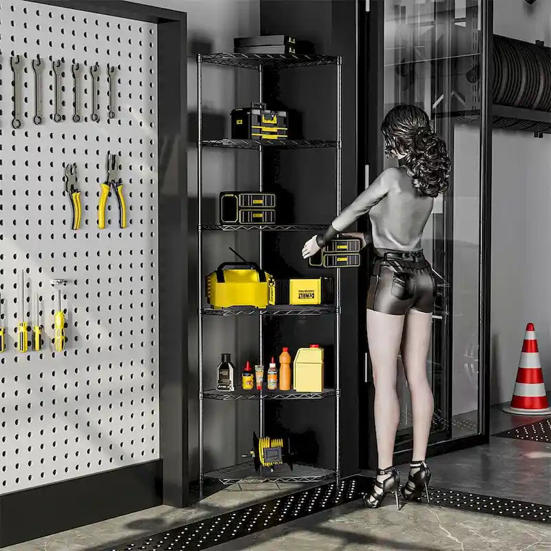 Étagère d'angle autoportante robuste à 6 niveaux