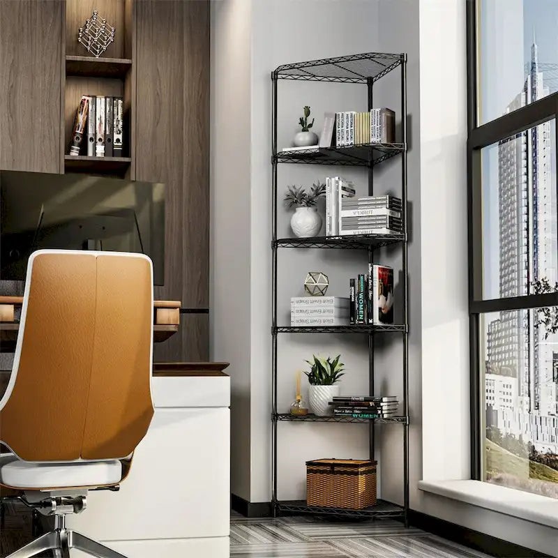 Étagère d'angle autoportante robuste à 6 niveaux