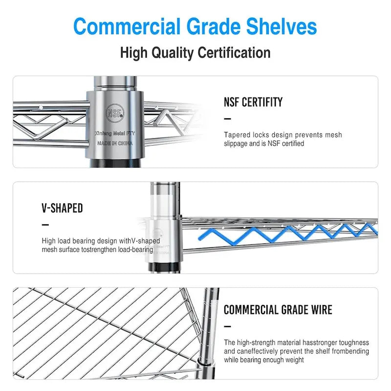 Étagère d'angle autoportante robuste à 6 niveaux