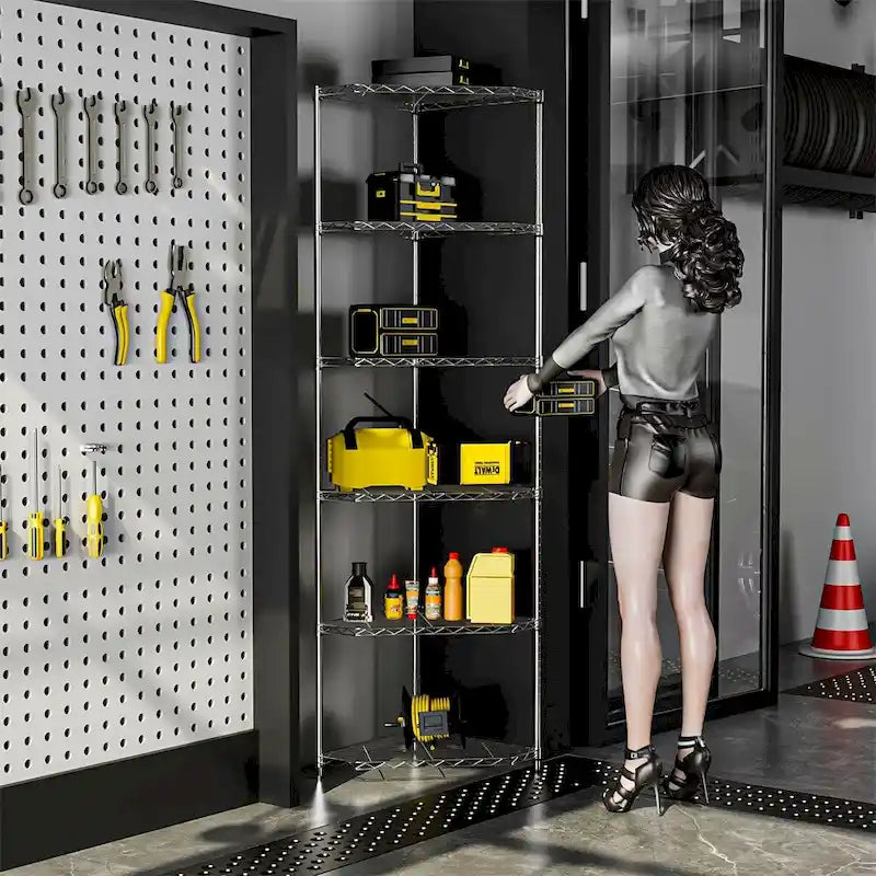 Étagère d'angle autoportante robuste à 6 niveaux