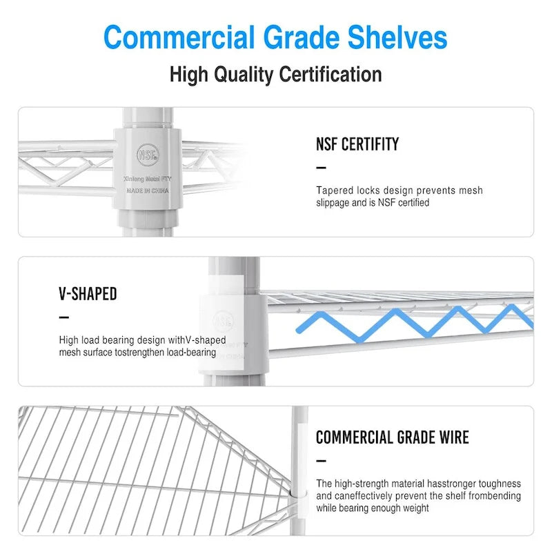 Étagère d'angle autoportante robuste à 6 niveaux