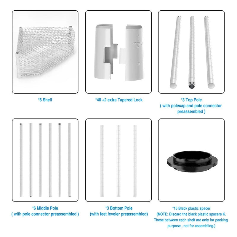 Étagère d'angle autoportante robuste à 6 niveaux