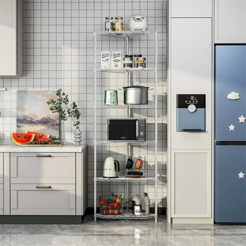 Étagère d'angle autoportante robuste à 6 niveaux