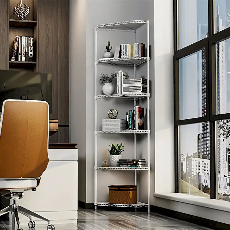 Étagère d'angle autoportante robuste à 6 niveaux