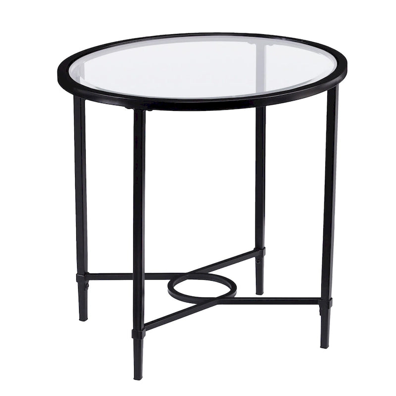 Table d'appoint ovale en verre noir et transparent HomeRoots 25 - 25 x 21 x 24,75