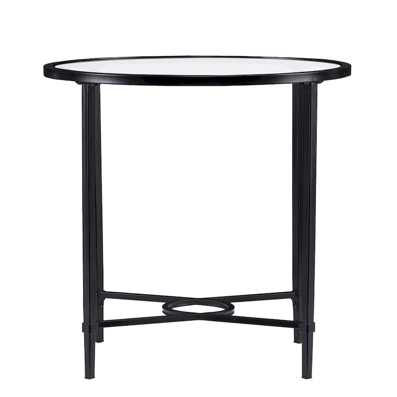 Table d'appoint ovale en verre noir et transparent HomeRoots 25 - 25 x 21 x 24,75