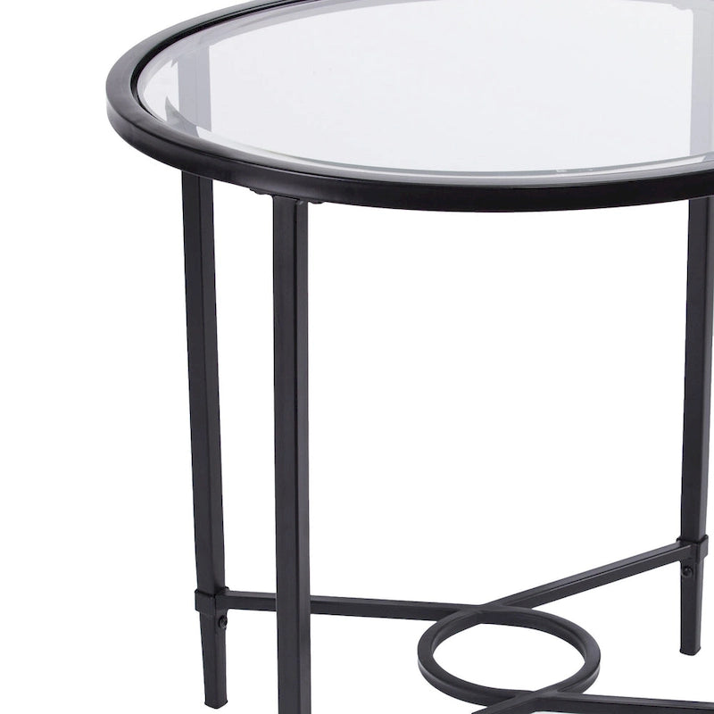 Table d'appoint ovale en verre noir et transparent HomeRoots 25 - 25 x 21 x 24,75