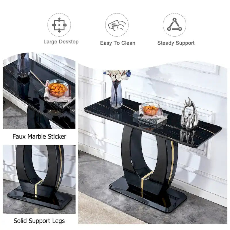 Table de bar rectangulaire blanche brillante, moderne et épurée, 120 x 46 x 75 cm, idéale pour le salon, la chambre, la table de chevet ou l'entrée.