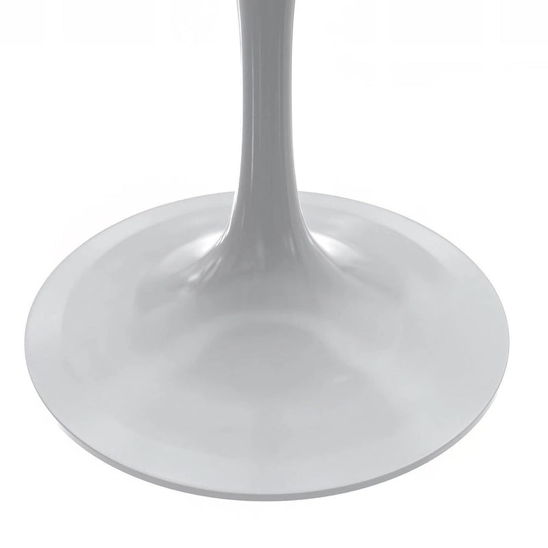 Table de salle à manger ronde LeisureMod Verve avec plateau en résine blanche et piètement en acier blanc pour cuisine et salle à manger