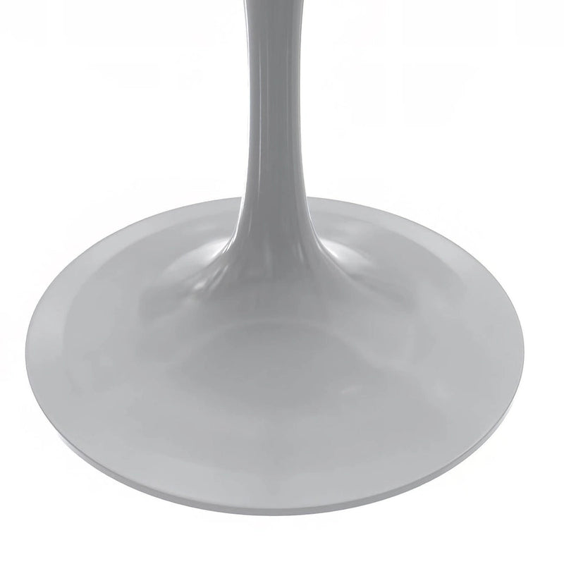 Table de salle à manger ronde LeisureMod Verve avec plateau en résine blanche et piètement en acier blanc pour cuisine et salle à manger