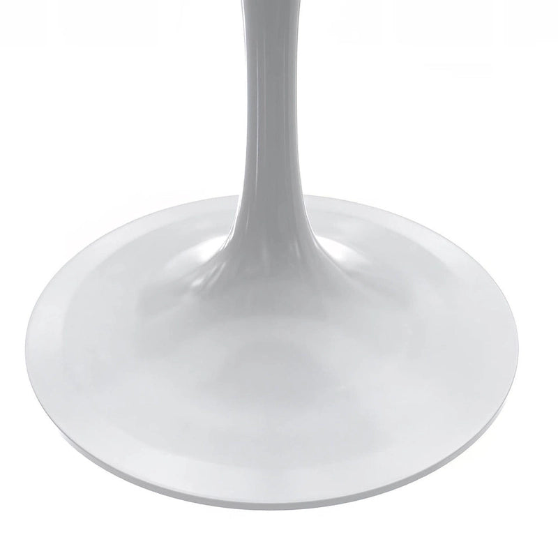 Table de salle à manger ronde LeisureMod Verve avec plateau en résine blanche et piètement en acier blanc pour cuisine et salle à manger