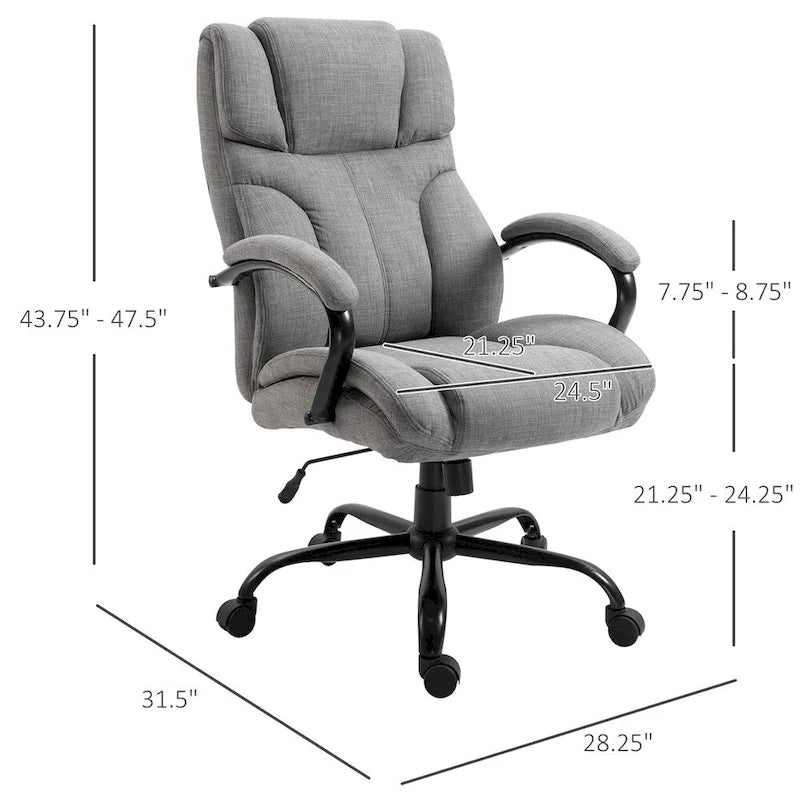 Chaise de bureau grande taille avec assise large, chaise de bureau ergonomique pour cadres supérieurs