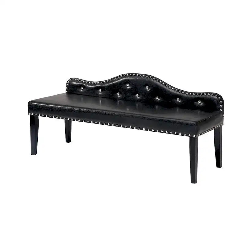 Banc d'appoint capitonné Kopt Modern en similicuir noir de Furniture of America
