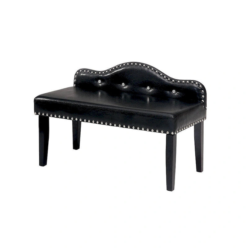 Banc d'appoint capitonné Kopt Modern en similicuir noir de Furniture of America