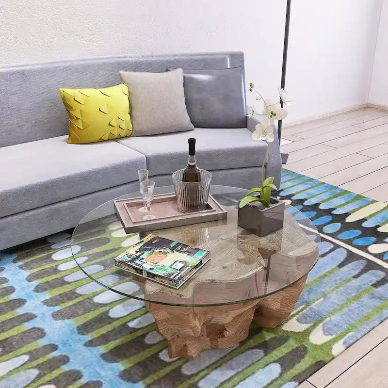 Plateau de table rond en verre trempé de 91 cm (36 pouces), verre transparent, épaisseur 6 mm (1/4 pouce), bords polis plats