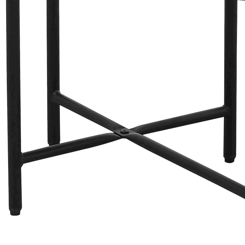 Table d'appoint minimaliste à deux niveaux avec pieds réglables, noire