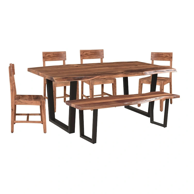 Table de salle à manger Sienna en noyer massif à bords naturels