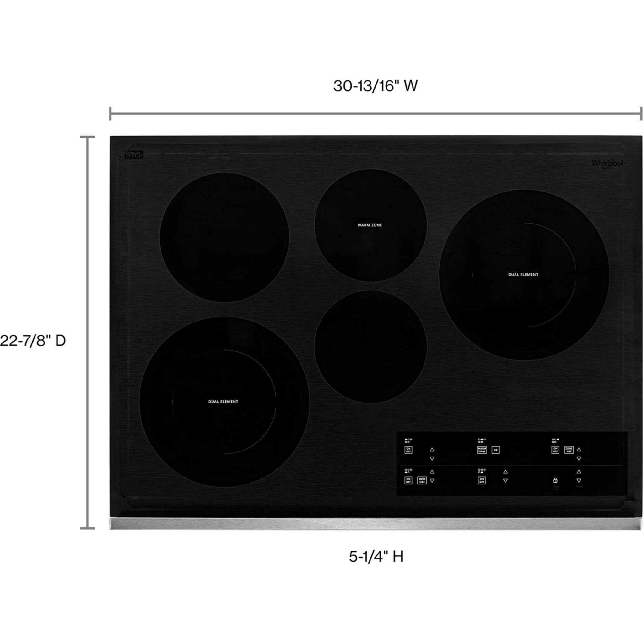 Plaque de cuisson Whirlpool 30 pouces (WCE97US0KS) - Acier inoxydable